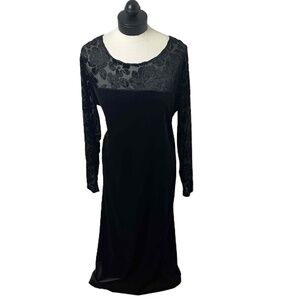 Vintage Diane Von Furstenberg Black Velvet Lace 90s‎ Evening Dress Size 1X